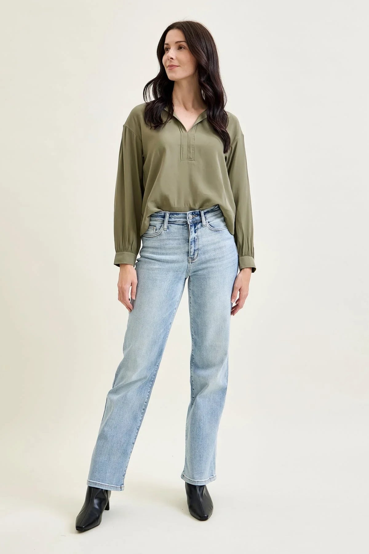 Women's High Waist Straight Leg Jeans