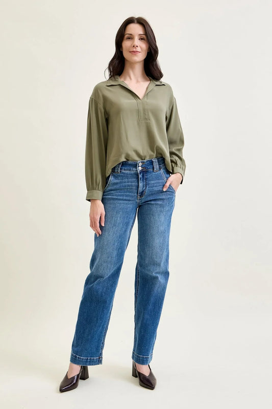 Women's High Waist Straight Leg Jeans
